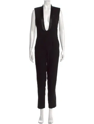 Pre-owned Maje Plunge Neckline Jumpsuit In Black