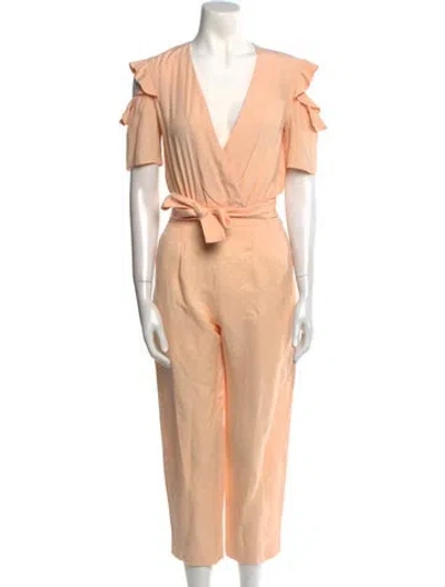 Pre-owned Maje Plunge Neckline Jumpsuit In Orange
