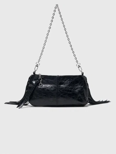 Maje Pochette Miss M Pouch En Cuir Vernis In Black