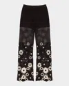Maje Floral Crochet Trousers In Black / White