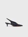 Maje Pointed Embossed Leather Slingbacks In Black