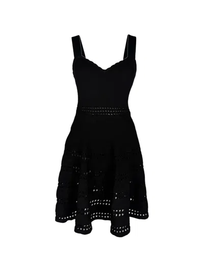 Pre-owned Maje Pointelle A-line Dress In Black