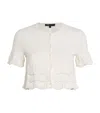 Maje Pointelle Beaded Cropped Cardigan In White