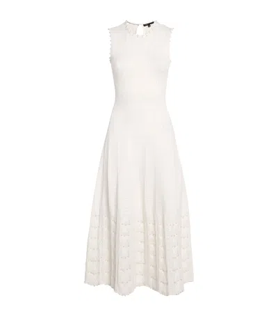 Maje Pointelle Beaded Midi Dress In White