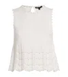 Maje Pointelle Beaded Sleeveless Top In White