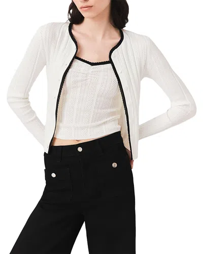 Maje Pointelle Knit Cardigan In White