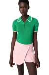 Maje Pointelle Knit Crochet Polo