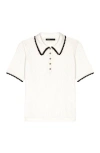 Maje Pointelle Knit Crochet Polo Shirt In Multi