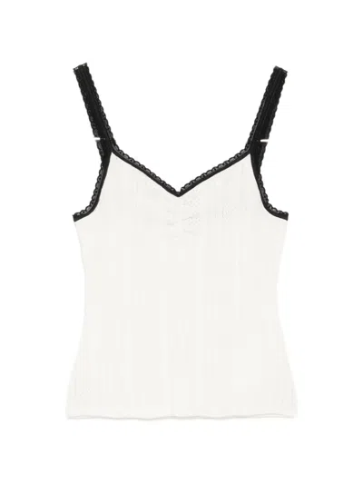 Maje Pointelle-knit Tank Top In White