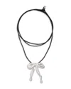 Maje Polished Silver Bow & Crystal Long Cord Pendant Necklace, 44.1 In Silver