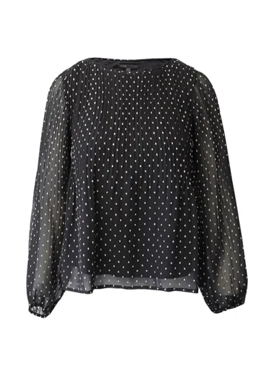 Pre-owned Maje Polka Dot Long Sleeve Blouse In Black