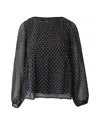 Maje Polka Dot Long Sleeve Blouse In Black Polyester In Black