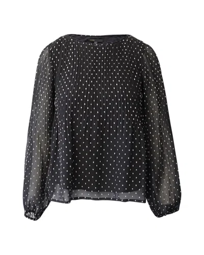 Maje Polka Dot Long Sleeve Blouse In Black Polyester