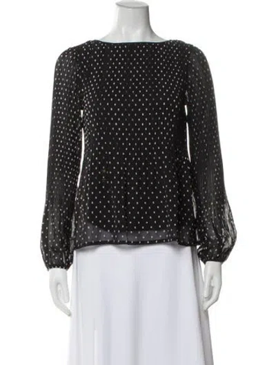 Pre-owned Maje Polka Dot Print Bateau Neckline Blouse In Gray