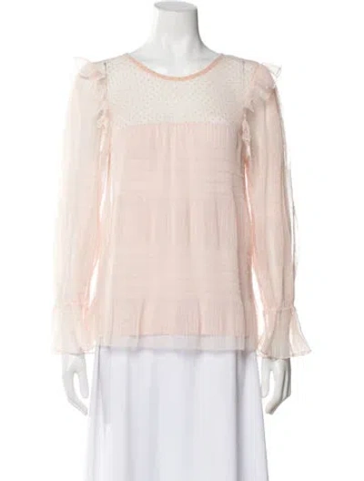 Pre-owned Maje Polka Dot Print Crew Neck Blouse In Pink