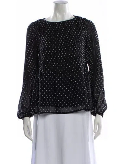 Pre-owned Maje Polka Dot Print Crew Neck Blouse W/ Tags In Black