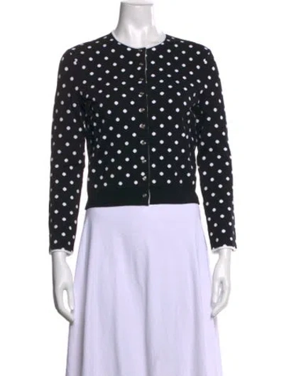 Pre-owned Maje Polka Dot Print Crew Neck Sweater In Black