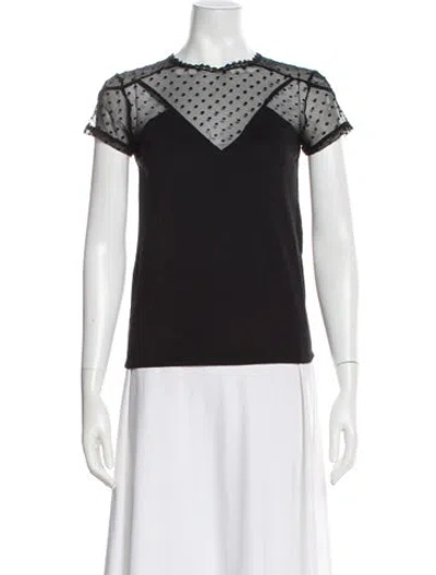 Pre-owned Maje Polka Dot Print Crew Neck Top In White