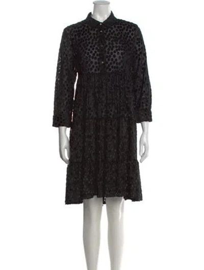 Pre-owned Maje Polka Dot Print Knee-length Dress In Black