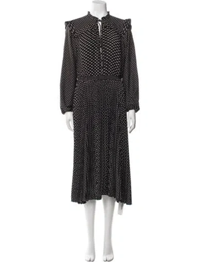 Pre-owned Maje Polka Dot Print Long Dress In Black