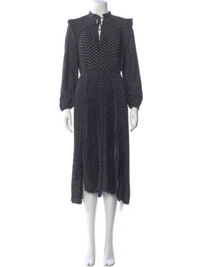 Pre-owned Maje Polka Dot Print Long Dress In Black