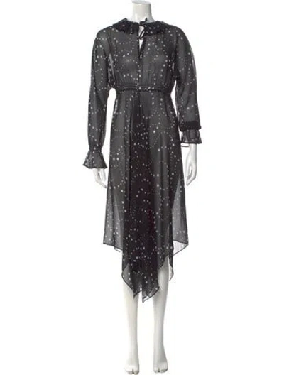 Pre-owned Maje Polka Dot Print Long Dress In Black