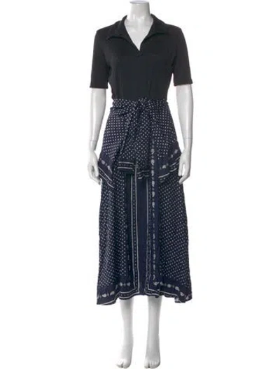 Pre-owned Maje Polka Dot Print Long Dress W/ Tags In Blue