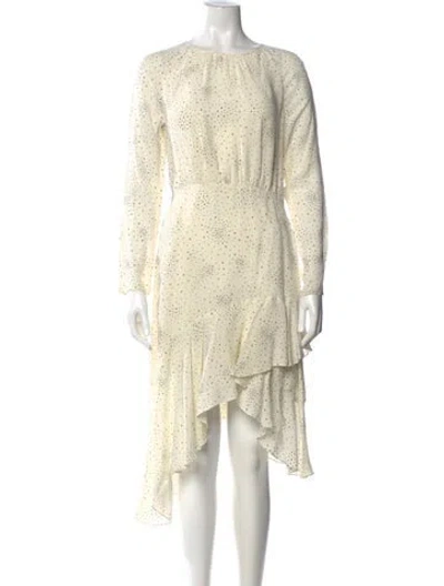 Pre-owned Maje Polka Dot Print Long Dress In White