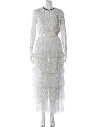 Pre-owned Maje Polka Dot Print Long Dress In White