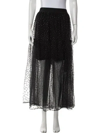 Pre-owned Maje Polka Dot Print Long Skirt In Black
