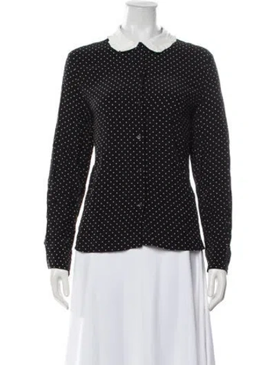 Pre-owned Maje Polka Dot Print Long Sleeve Blouse In White