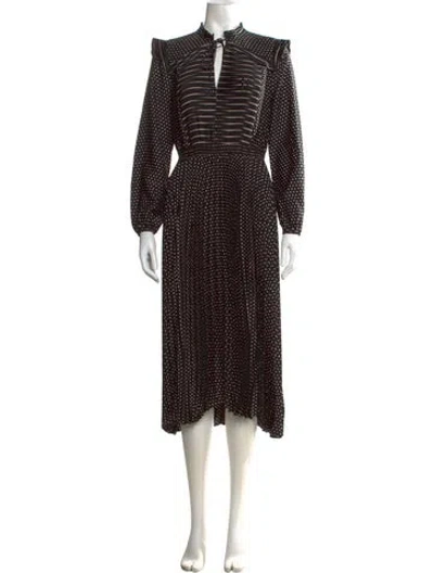 Pre-owned Maje Polka Dot Print Midi Length Dress In Multi