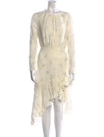 Pre-owned Maje Polka Dot Print Midi Length Dress W/ Tags In White