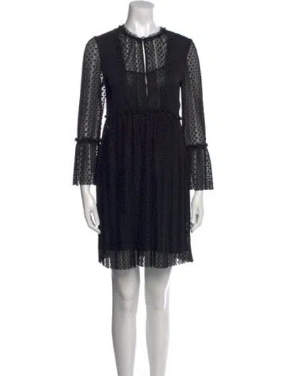 Pre-owned Maje Polka Dot Print Mini Dress In Black