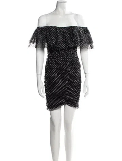 Pre-owned Maje Polka Dot Print Mini Dress In Black
