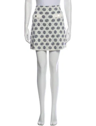 Pre-owned Maje Polka Dot Print Mini Skirt In White