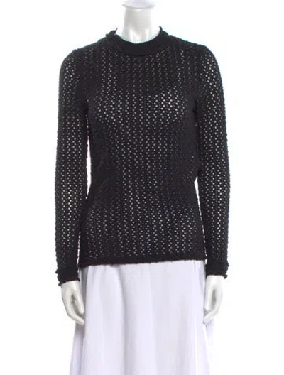 Pre-owned Maje Polka Dot Print Mock Neck Sweatshirt In Black