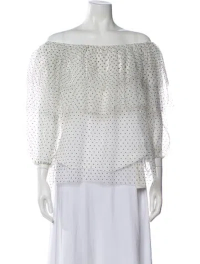 Pre-owned Maje Polka Dot Print Off-the-shoulder Blouse In Multi