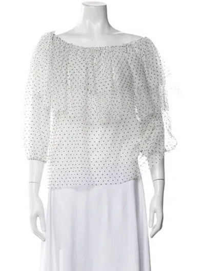 Pre-owned Maje Polka Dot Print Off-the-shoulder Blouse In Multi