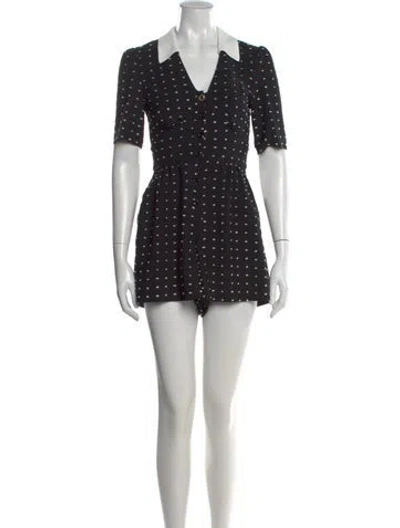 Pre-owned Maje Polka Dot Print Romper In Black