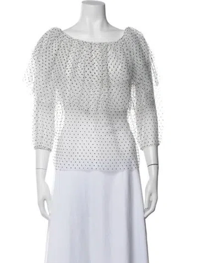 Pre-owned Maje Polka Dot Print Scoop Neck Blouse In White