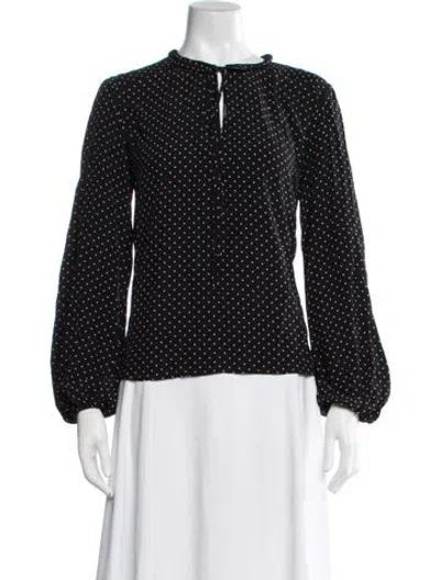 Pre-owned Maje Polka Dot Print Tie Neck Blouse In Black
