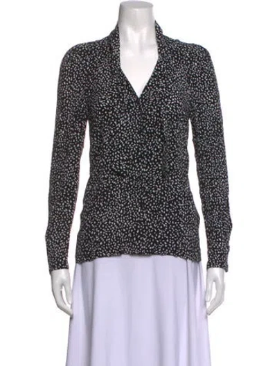 Pre-owned Maje Polka Dot Print Tie Neck Blouse In Black