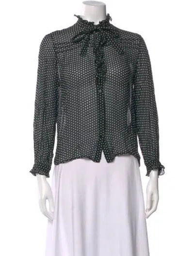 Pre-owned Maje Polka Dot Print Tie Neck Blouse In Multi