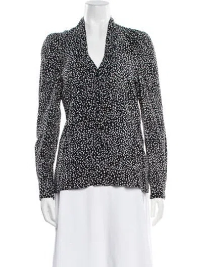 Pre-owned Maje Polka Dot Print V-neck Blouse In Black