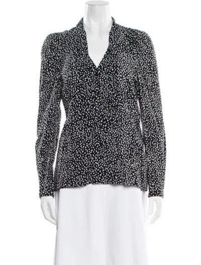 Pre-owned Maje Polka Dot Print V-neck Blouse In Black