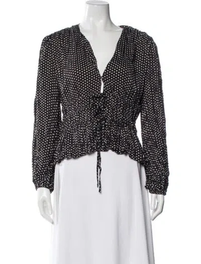 Pre-owned Maje Polka Dot Print V-neck Blouse In Multi