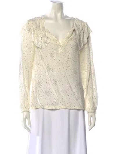 Pre-owned Maje Polka Dot Print V-neck Blouse In Neutral