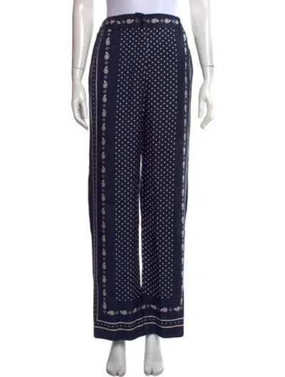 Pre-owned Maje Polka Dot Print Wide Leg Pants In Blue