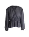 Maje Polka Dot Surplice Top In Black Polyester In Black